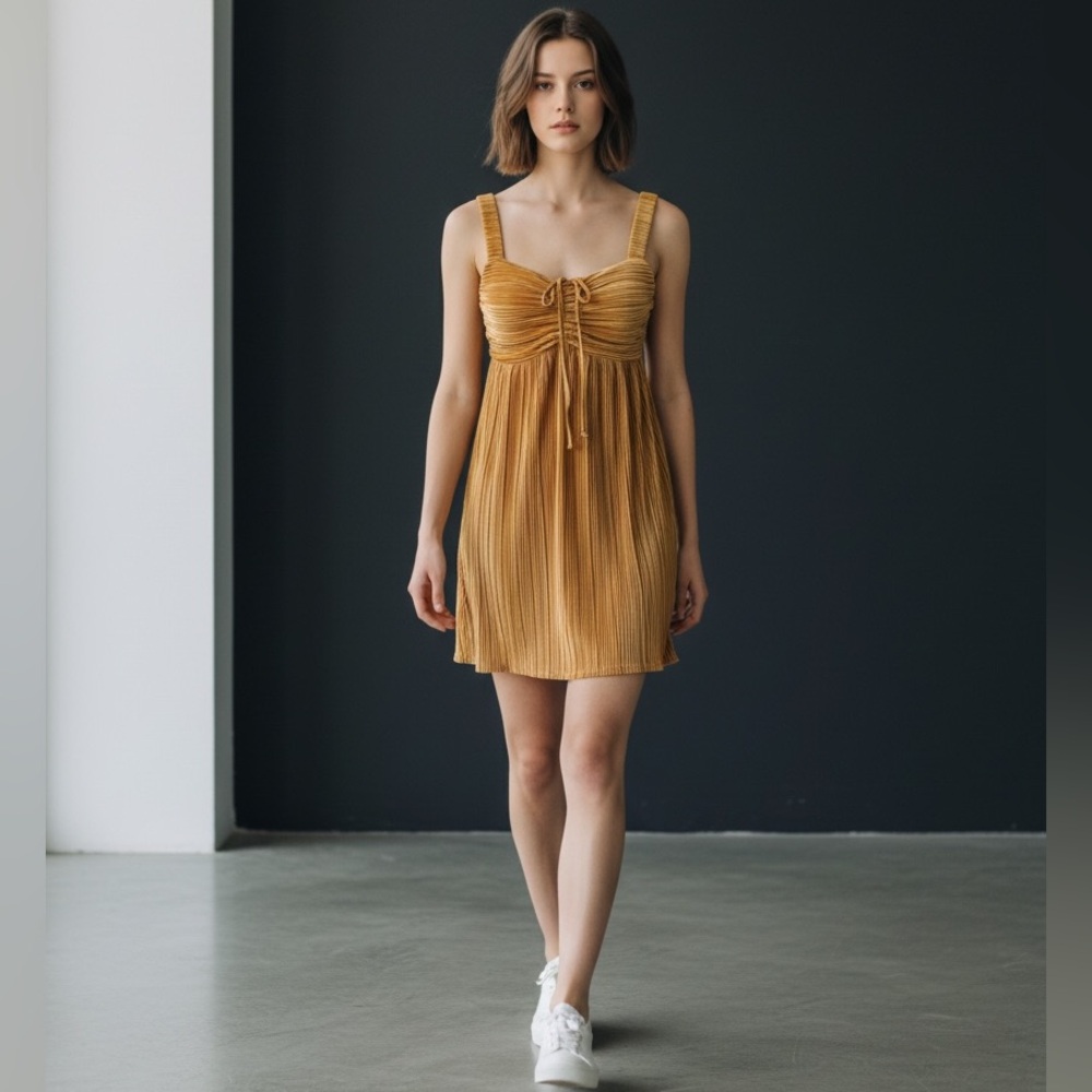 Kirious Mini Dress Sweetheart Neck Crinkle Small - Picture 2 of 6